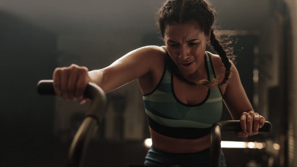 woman doing intense workout